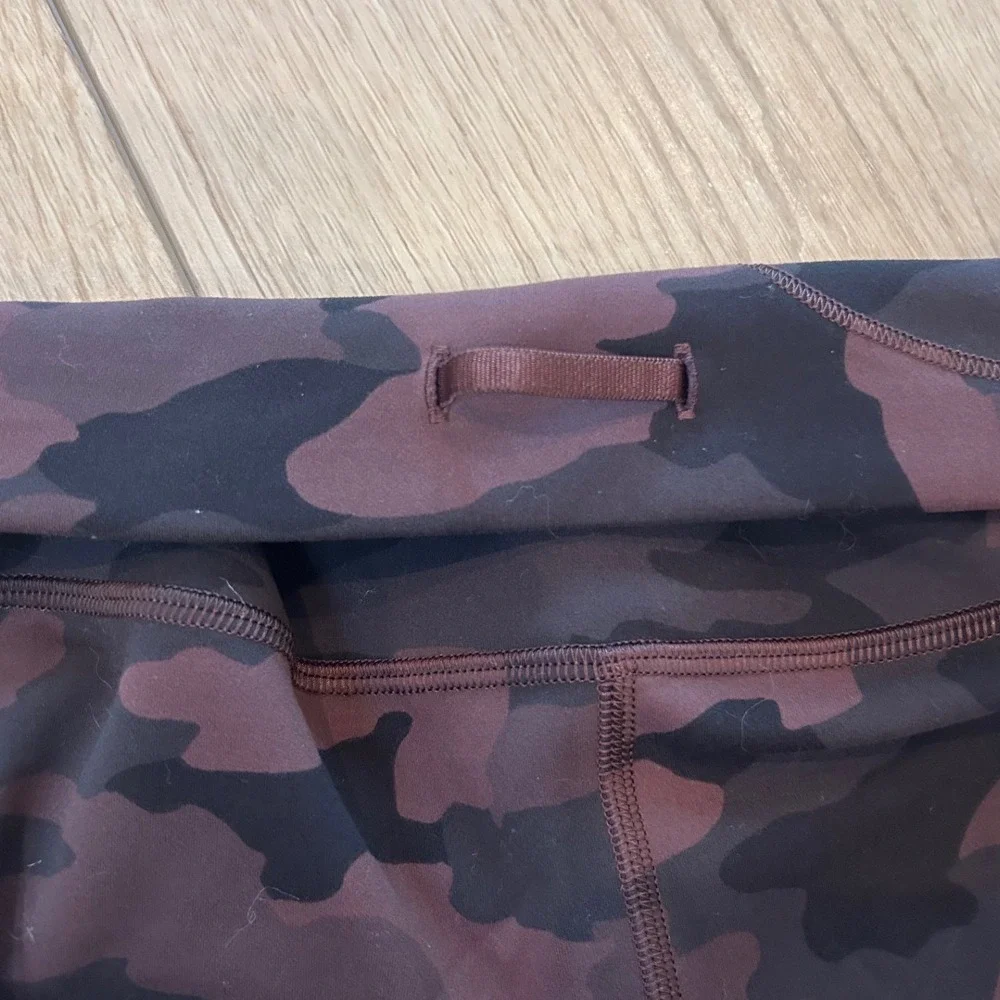 Lululemon Wunder Under High Rise Leggings Heritage 365 Camo Brown Multi Burgundy